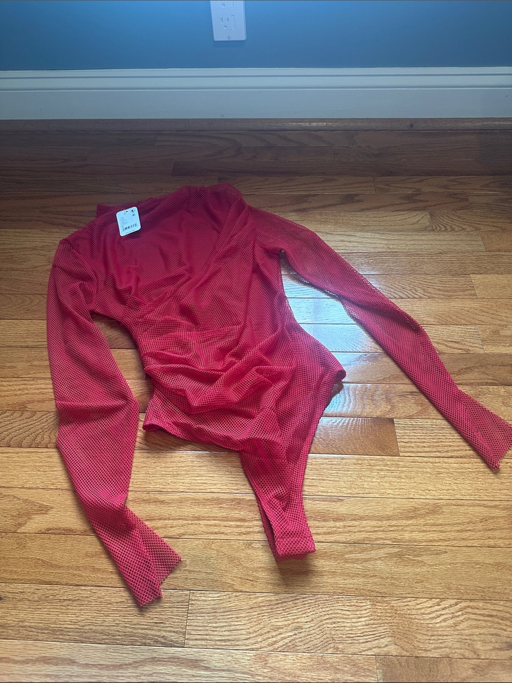 NWT Luxe Red Mesh Bodysuit Free People